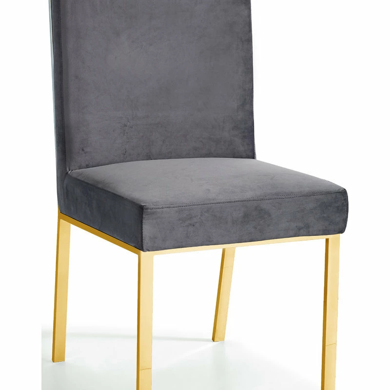 MOD The Weaver Dining Chair, Gray, Velvet, Gold Base Set Of 2 - Image 3