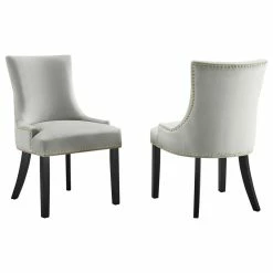 Modway Marquis Performance Velvet Dining Chairs, Set Of 2, Light Gray