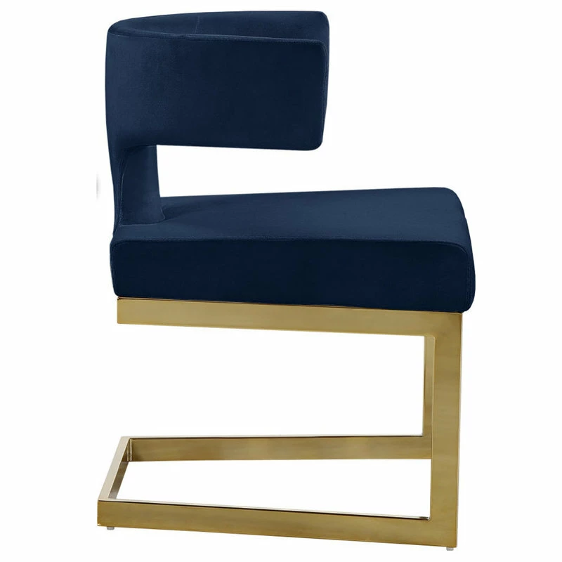 MOD The Eve Dining Chair, Navy And Gold, Velvet And Metal - Image 5
