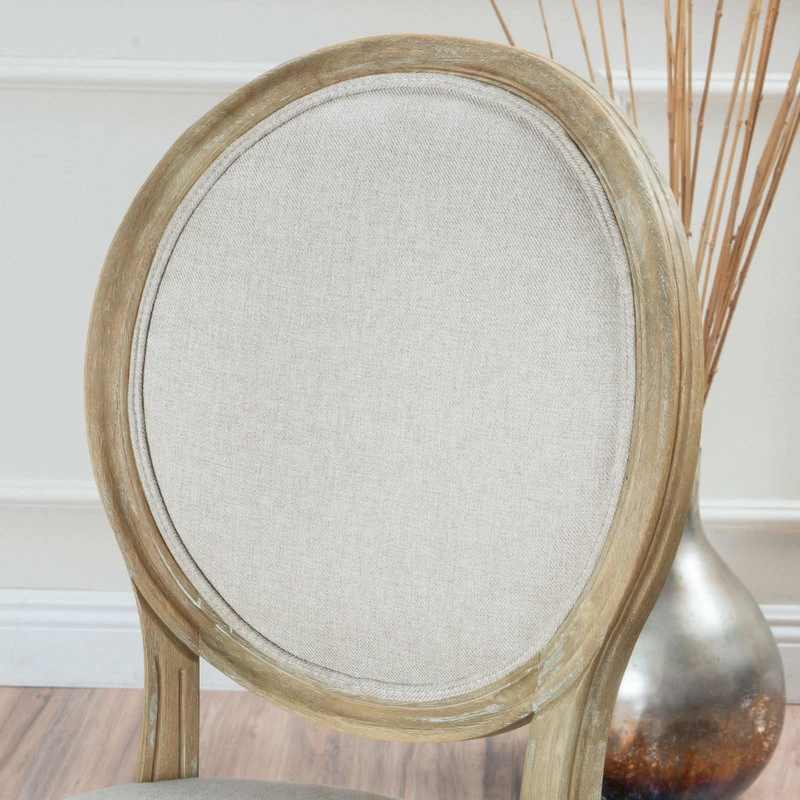 GDFStudio GDF Studio Phinnaeus French Country Fabric Dining Chairs (Set Of 2), Griege/Natural - Image 5