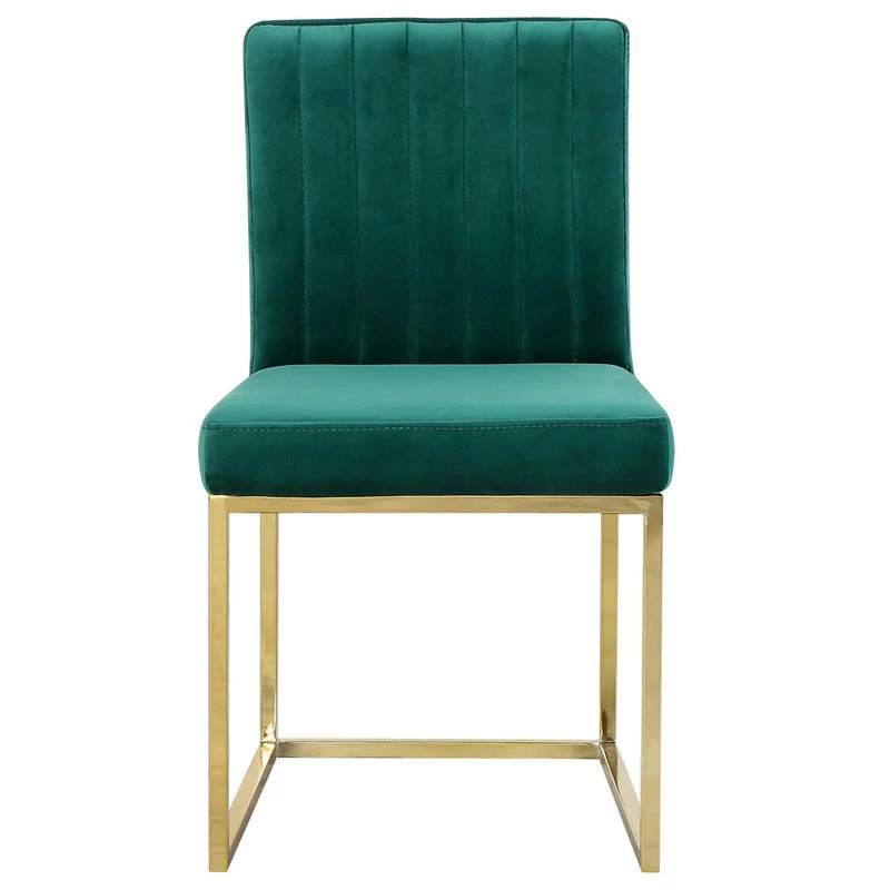 MOD The Dice Dining Chair, Green, Velvet, Gold Base, Set Of 2 - Image 4