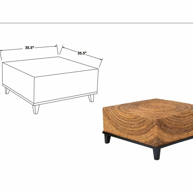 East At Main's Chickasaw Brown Abaca Square Coffee Table - Image 5