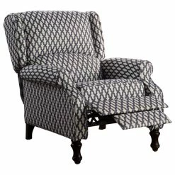 Fully Wind Co., Ltd. Evonna Puch Back Wingback Recliner, Navy, White
