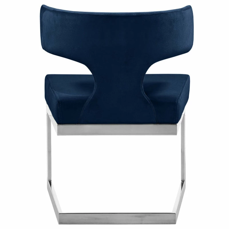 MOD The Eve Dining Chair, Navy And Chrome, Velvet And Metal - Image 3