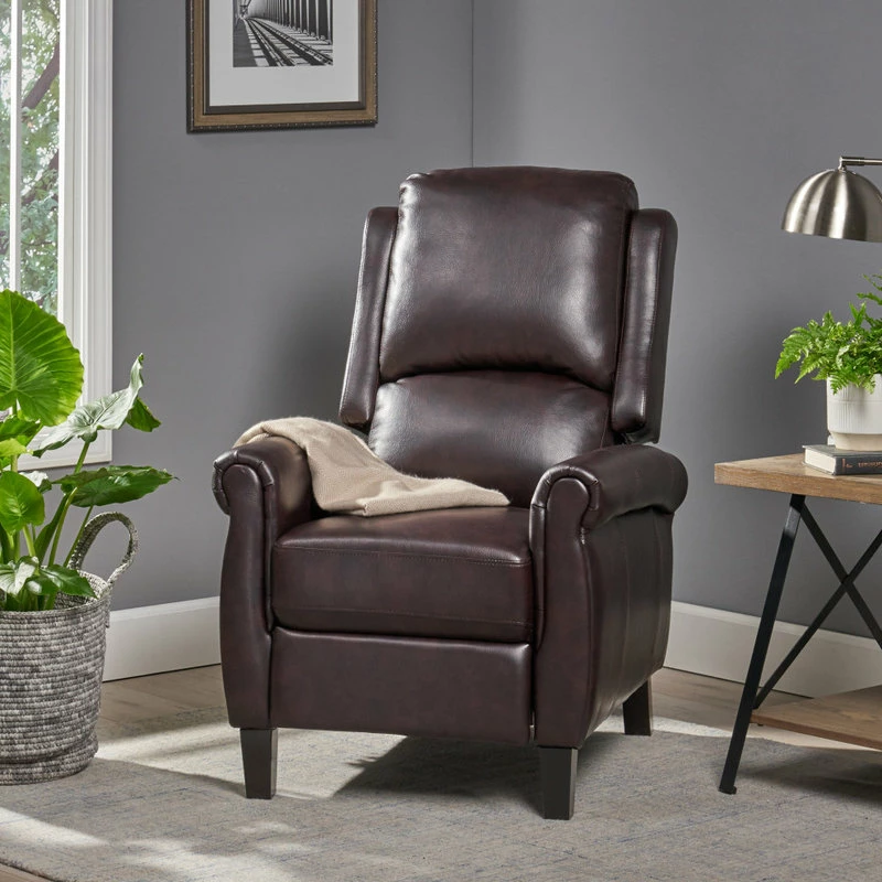 GDFStudio GDF Studio Memphis PU Leather Recliner, Burgundy - Image 2