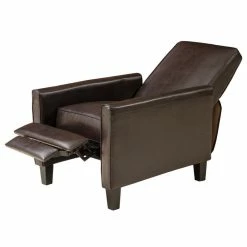 GDFStudio GDF Studio Hinus Indoor Upholstery Club Chair Recliner, Brown Leather