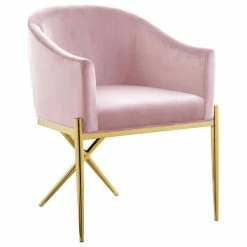 MOD The Parker Dining Chair, Velvet, Pink, Gold Legs