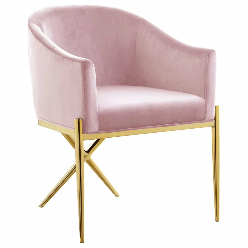 MOD The Parker Dining Chair, Velvet, Pink, Gold Legs