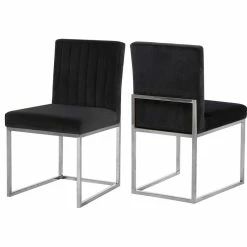 MOD The Dice Dining Chair, Black, Velvet, Chrome Base, Set Of 2