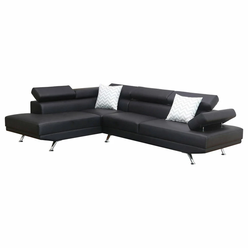 US Furnishings Express Kensley 2-Piece Sectional Sofa Set, Black, Left-Facing