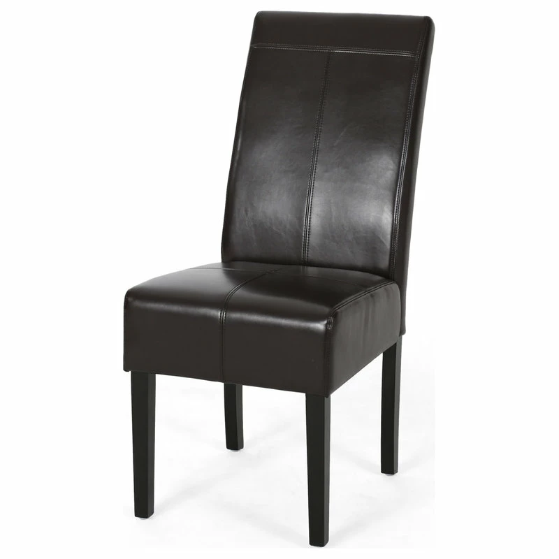 GDFStudio GDF Studio Percival T-stitched Chocolate Brown Leather Dining Chairs, Brown, Set - Image 8