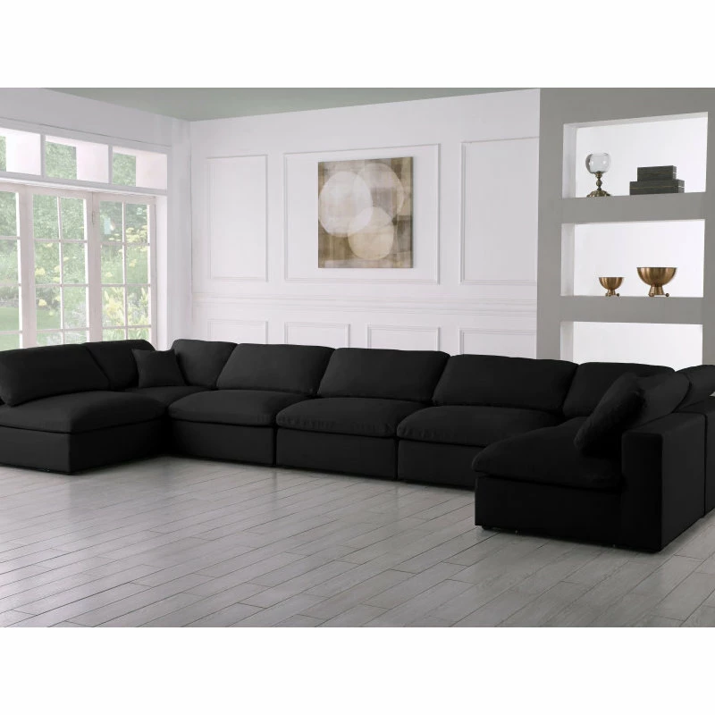 Meridian Furniture Down Modular 4-Seat Sectional, Black, Seating For 7, Armless - Image 2