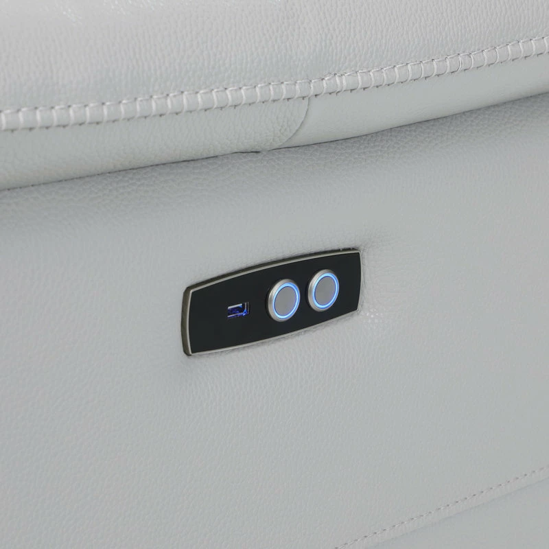 Luxuriant Furniture Frederico Genuine Italian Leather 7-Piece 1 Console 4-Power Reclining Sectional, Light Gray - Image 9