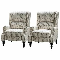 Karat Home Modern Manual Wingback Recliner Set Of 2, Chain Gray