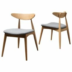 GDFStudio GDF Studio Issaic Mid Century Design Wood Dining Chairs, Set Of 2, Gray/Oak