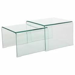 GDFStudio GDF Studio Angel 12Mm Tempered Glass Nesting Tables