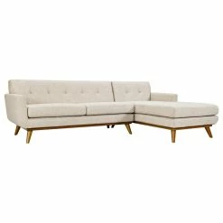LexMod Engage Right-Facing Upholstered Fabric Sectional Sofa, Beige
