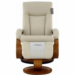 Progressive Furniture Hamilton Recliner And Ottoman In Beige Air Leather