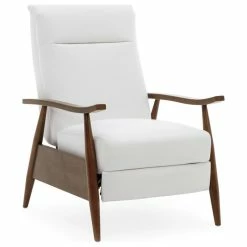 Comfort Pointe Solaris Wood Arm Push Back Recliner, Milky White