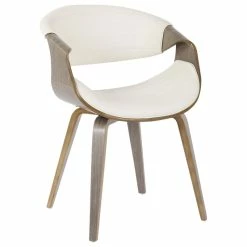 MOD The Aria Dining Chair, Light Gray And White, Wood, PU Leather