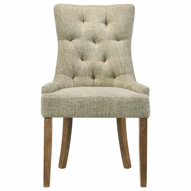 Acme Furniture Yotam Side Chair, Beige Fabric And Salvaged Oak Finish (2-Pc Set) - Image 2