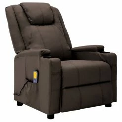 Vida XL International B.V. VidaXL Massage Reclining Chair Electric Chair For Elderly Brown Faux Leather