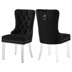 MOD The Dame Dining Chair, Black, Velvet, Set Of 2