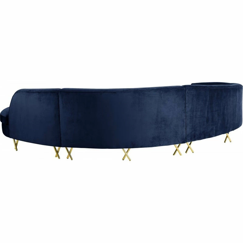 Meridian Furniture Serpentine Velvet 3-Piece Sectional, Navy - Image 5