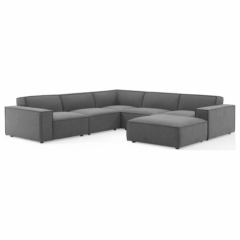 LexMod Restore 6-Piece Sectional Sofa, Charcoal - Image 8