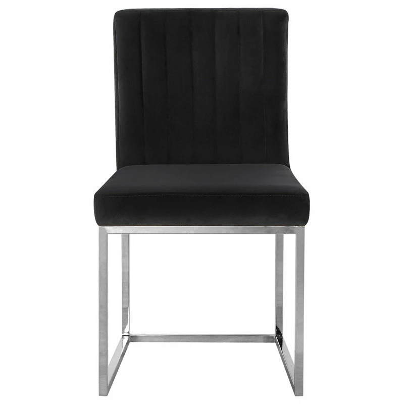 MOD The Dice Dining Chair, Black, Velvet, Chrome Base, Set Of 2 - Image 4