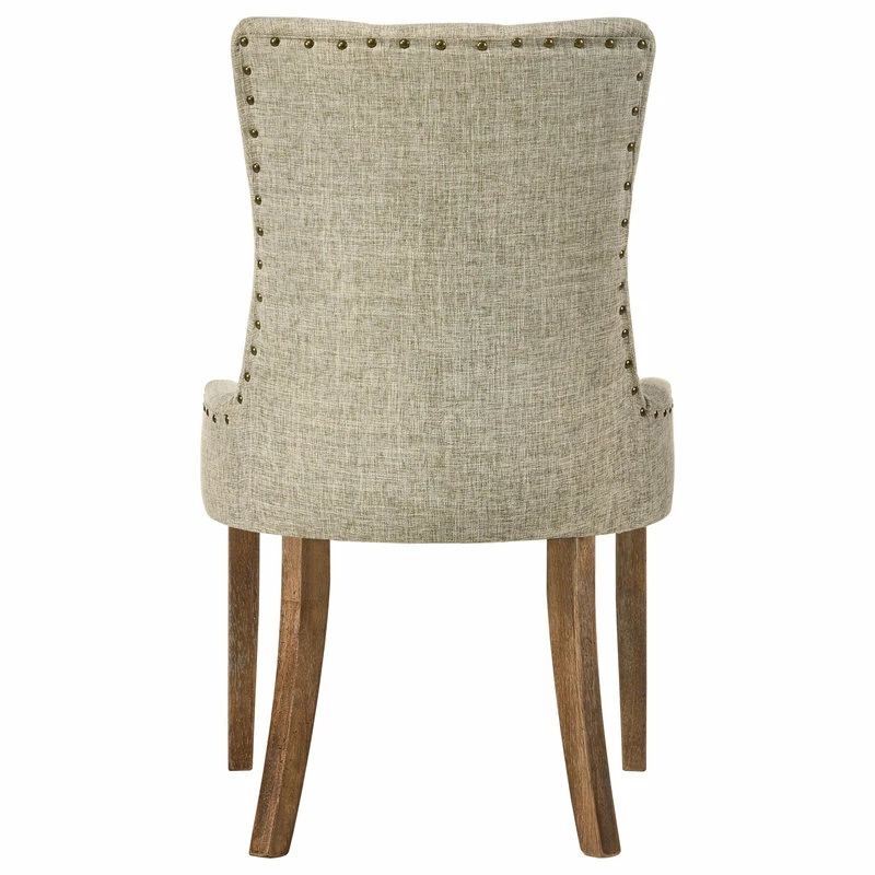 Acme Furniture Yotam Side Chair, Beige Fabric And Salvaged Oak Finish (2-Pc Set) - Image 3