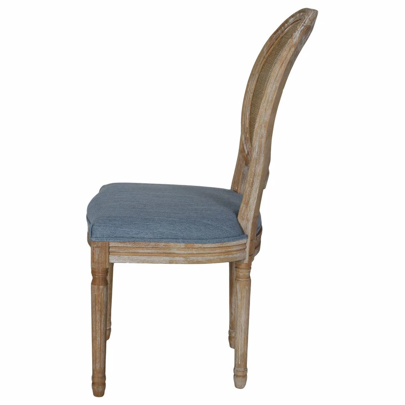 GDFStudio Camilo Wooden Dining Chair With Wicker And Fabric Seating, Set Of 2, Light Blue - Image 6