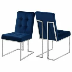 Meridian Furniture Alexis Velvet Dining Chair, Navy, Set Of 2