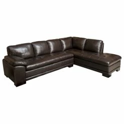 Abbyson Living Devonshire Leather Sectional Sofa, Brown