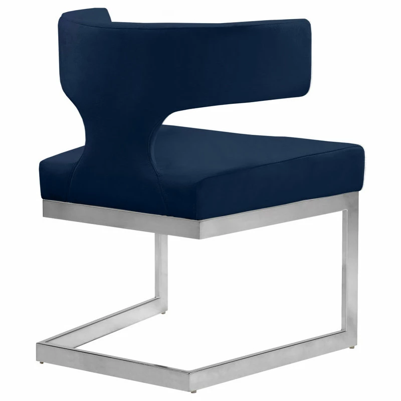 MOD The Eve Dining Chair, Navy And Chrome, Velvet And Metal - Image 6