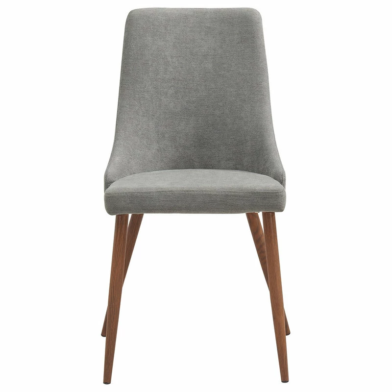 WHI Mid Century Fabric Side Chair (Set Of 2)- Beige, Grey/Walnut - Image 4
