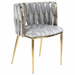 MOD The Eterno Dining Chair, Gray And Gold, Velvet