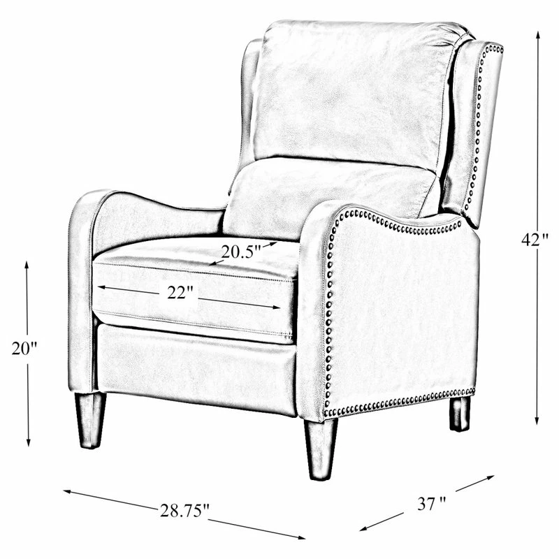 Karat Home Genuine Leather Cigar Recliner With Wingback, Dove - Image 10