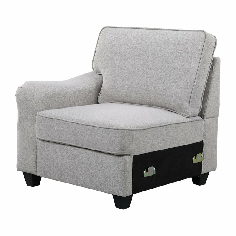 Lilola Home Leo Light Gray Linen Fabric 8Pc Modular L-Shape Sectional Sofa And Ottoman - Image 4