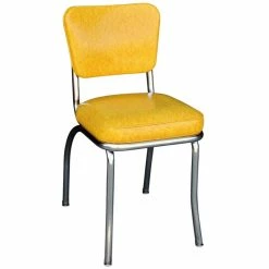 Richardson Seating Glitter Sparkle Red Retro Chrome Kitchen Chair, Cracked Ice Yellow