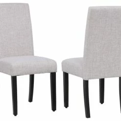 WestinTrends Upholstered Linen Fabric Dining Side Chair (Set Of 2), Light Gray