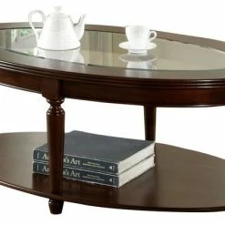 Bowery Hill Grandia Oval Coffee Table In Dark Cherry