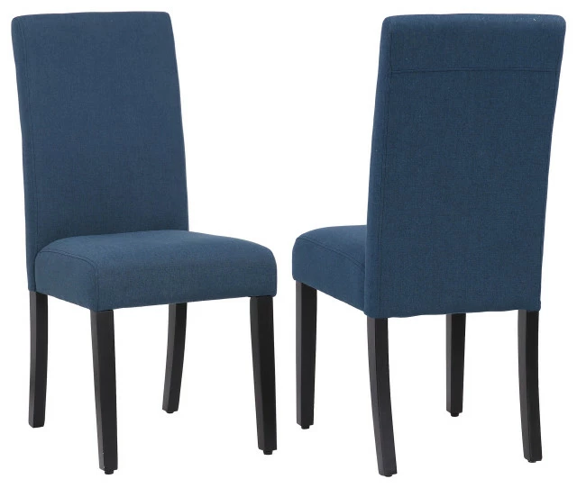 WestinTrends Upholstered Linen Fabric Dining Side Chair (Set Of 2), Blue
