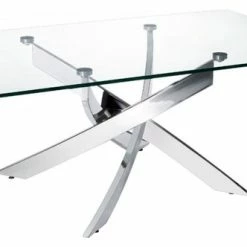 Modrest Pyrite Modern Metal And Glass Coffee Table In Silver/Clear