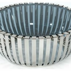 Vig Furniture Inc. Modrest Cage Modern Stainless Steel Round Coffee Table With Glass Top