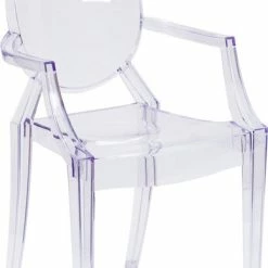 Flash Furniture 19" Plastic Ghost Dining Arm Chair In Transparent Crystal Clear