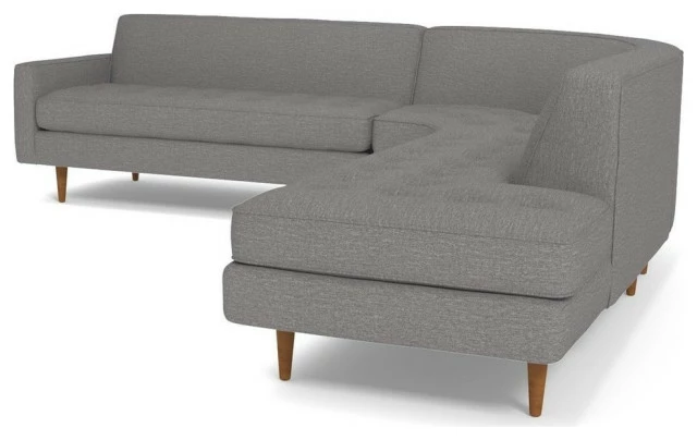 Apt2B Monroe 3-Piece Sectional Sofa, Ash, Chaise On Right