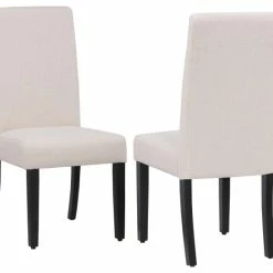 WestinTrends Upholstered Linen Fabric Dining Side Chair (Set Of 2), Beige